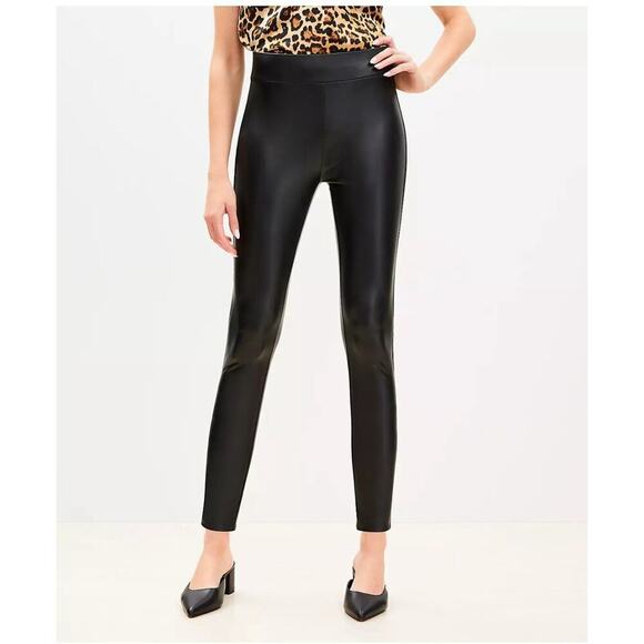 LOFT Pants - LOFT Faux Leather Pants Large Black High Waist Pleated